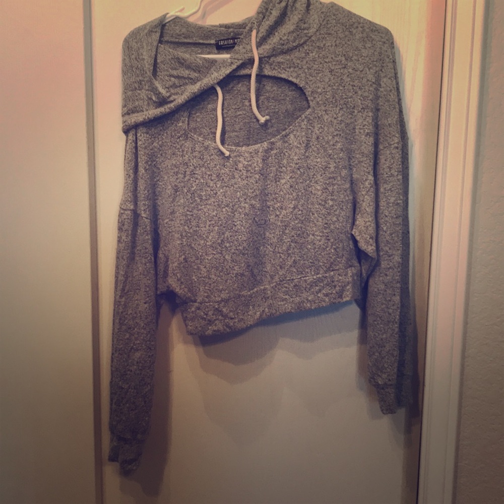 Grey crop hoodie